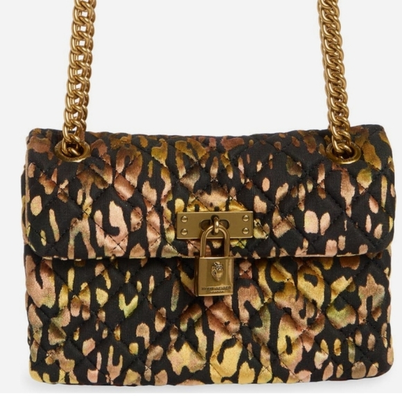 Kurt Geiger NWT Leopard Print Velvet Mini Brixton Crossbody Bag - Picture 1 of 9